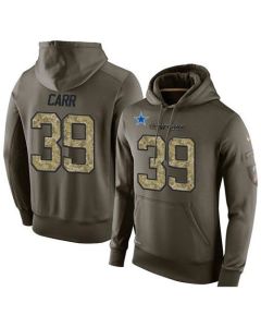 NFL Men's Dallas Cowboys #39 Brandon Carr Stitched Green Olive Salute To Service KO Performance Hoodie