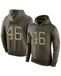 NFL Men's Dallas Cowboys #46 Alfred Morris Stitched Green Olive Salute To Service KO Performance Hoodie