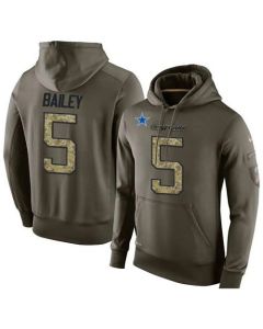 NFL Men's Dallas Cowboys #5 Dan Bailey Stitched Green Olive Salute To Service KO Performance Hoodie