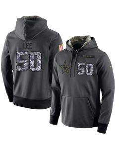 NFL Men's Dallas Cowboys #50 Sean Lee Stitched Black Anthracite Salute to Service Player Performance Hoodie