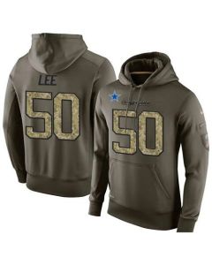 NFL Men's Dallas Cowboys #50 Sean Lee Stitched Green Olive Salute To Service KO Performance Hoodie
