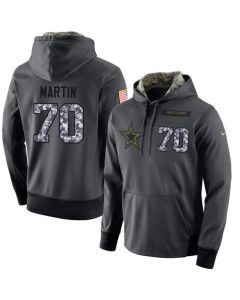 NFL Men's Dallas Cowboys #70 Zack Martin Stitched Black Anthracite Salute to Service Player Performance Hoodie