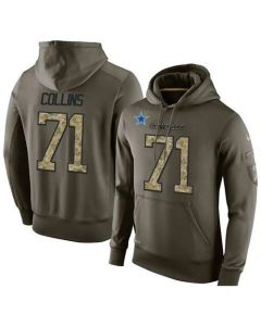 NFL Men's Dallas Cowboys #71 La'el Collins Stitched Green Olive Salute To Service KO Performance Hoodie