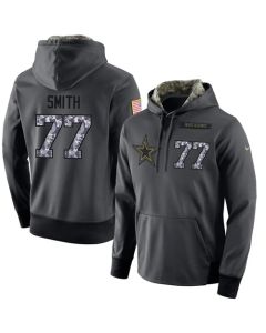 NFL Men's Dallas Cowboys #77 Tyron Smith Stitched Black Anthracite Salute to Service Player Performance Hoodie
