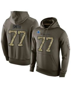 NFL Men's Dallas Cowboys #77 Tyron Smith Stitched Green Olive Salute To Service KO Performance Hoodie