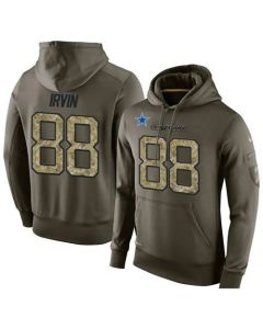 NFL Men's Dallas Cowboys #88 Michael Irvin Stitched Green Olive Salute To Service KO Performance Hoodie