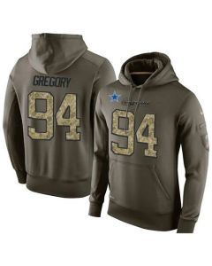 NFL Men's Dallas Cowboys #94 Randy Gregory Stitched Green Olive Salute To Service KO Performance Hoodie