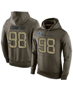 NFL Men's Dallas Cowboys #98 Tyrone Crawford Stitched Green Olive Salute To Service KO Performance Hoodie