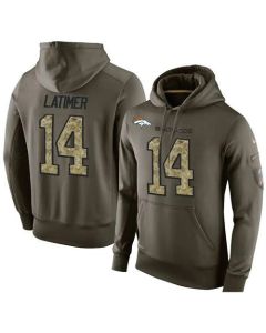 NFL Men's Denver Broncos #14 Cody Latimer Stitched Green Olive Salute To Service KO Performance Hoodie