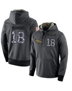 NFL Men's Denver Broncos #18 Peyton Manning Stitched Black Anthracite Salute to Service Player Performance Hoodie