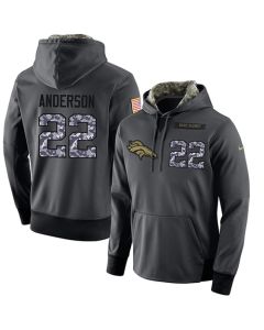 NFL Men's Denver Broncos #22 C.J. Anderson Stitched Black Anthracite Salute to Service Player Performance Hoodie
