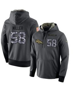 NFL Men's Denver Broncos #58 Von Miller Stitched Black Anthracite Salute to Service Player Performance Hoodie