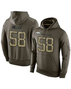 NFL Men's Denver Broncos #58 Von Miller Stitched Green Olive Salute To Service KO Performance Hoodie