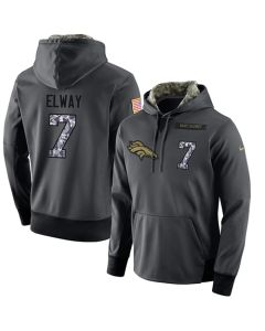 NFL Men's Denver Broncos #7 John Elway Stitched Black Anthracite Salute to Service Player Performance Hoodie