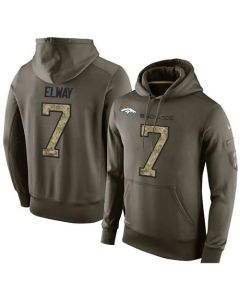 NFL Men's Denver Broncos #7 John Elway Stitched Green Olive Salute To Service KO Performance Hoodie