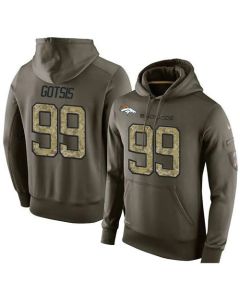 NFL Men's Denver Broncos #99 Adam Gotsis Stitched Green Olive Salute To Service KO Performance Hoodie