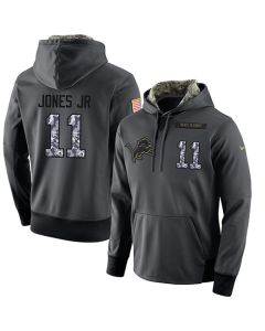 NFL Men's Detroit Lions #11 Marvin Jones Jr Stitched Black Anthracite Salute to Service Player Performance Hoodie