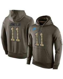 NFL Men's Detroit Lions #11 Marvin Jones Jr Stitched Green Olive Salute To Service KO Performance Hoodie