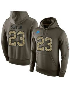 NFL Men's Detroit Lions #23 Darius Slay JR Stitched Green Olive Salute To Service KO Performance Hoodie
