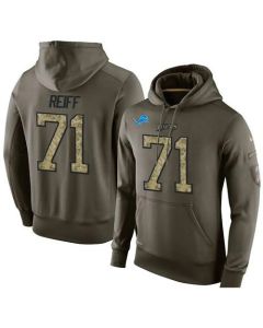 NFL Men's Detroit Lions #71 Riley Reiff Stitched Green Olive Salute To Service KO Performance Hoodie