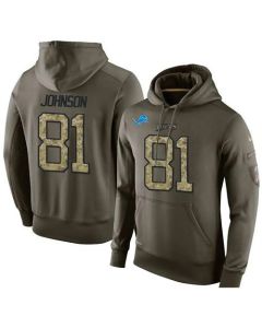 NFL Men's Detroit Lions #81 Calvin Johnson Stitched Green Olive Salute To Service KO Performance Hoodie