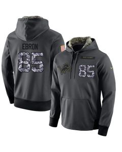 NFL Men's Detroit Lions #85 Eric Ebron Stitched Black Anthracite Salute to Service Player Performance Hoodie