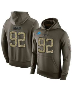 NFL Men's Detroit Lions #92 Haloti Ngata Stitched Green Olive Salute To Service KO Performance Hoodie