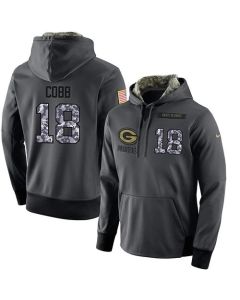 NFL Men's Green Bay Packers #18 Randall Cobb Stitched Black Anthracite Salute to Service Player Performance Hoodie