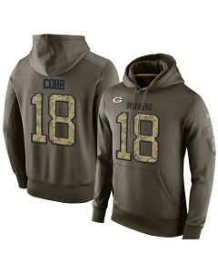 NFL Men's Green Bay Packers #18 Randall Cobb Stitched Green Olive Salute To Service KO Performance Hoodie