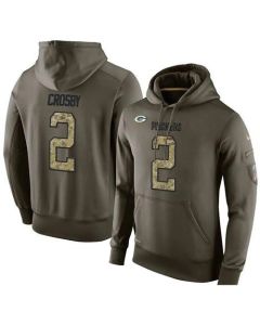 NFL Men's Green Bay Packers #2 Mason Crosby Stitched Green Olive Salute To Service KO Performance Hoodie