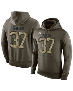 NFL Men's Green Bay Packers #37 Sam Shields Stitched Green Olive Salute To Service KO Performance Hoodie
