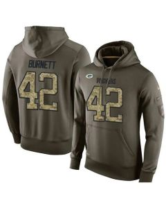 NFL Men's Green Bay Packers #42 Morgan Burnett Stitched Green Olive Salute To Service KO Performance Hoodie