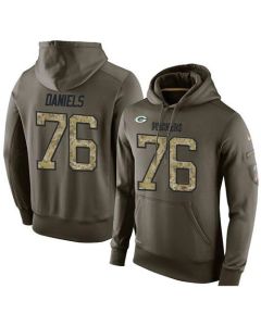 NFL Men's Green Bay Packers #76 Mike Daniels Stitched Green Olive Salute To Service KO Performance Hoodie
