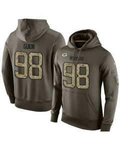 NFL Men's Green Bay Packers #98 Letroy Guion Stitched Green Olive Salute To Service KO Performance Hoodie