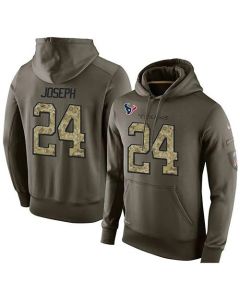 NFL Men's Houston Texans #24 Johnathan Joseph Stitched Green Olive Salute To Service KO Performance Hoodie