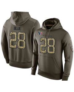NFL Men's Houston Texans #28 Alfred Blue Stitched Green Olive Salute To Service KO Performance Hoodie