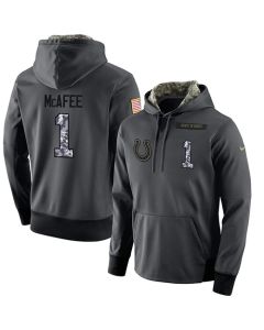 NFL Men's Indianapolis Colts #1 Pat McAfee Stitched Black Anthracite Salute to Service Player Performance Hoodie