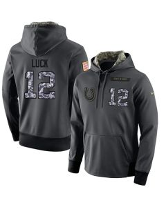NFL Men's Indianapolis Colts #12 Andrew Luck Stitched Black Anthracite Salute to Service Player Performance Hoodie