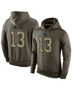 NFL Men's Indianapolis Colts #13 T.Y. Hilton Stitched Green Olive Salute To Service KO Performance Hoodie
