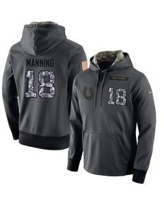 NFL Men's Indianapolis Colts #18 Peyton Manning Stitched Black Anthracite Salute to Service Player Performance Hoodie