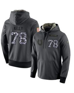 NFL Men's Indianapolis Colts #78 Ryan Kelly Stitched Black Anthracite Salute to Service Player Performance Hoodie