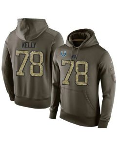 NFL Men's Indianapolis Colts #78 Ryan Kelly Stitched Green Olive Salute To Service KO Performance Hoodie