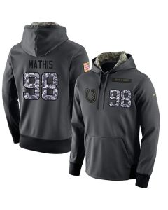 NFL Men's Indianapolis Colts #98 Robert Mathis Stitched Black Anthracite Salute to Service Player Performance Hoodie