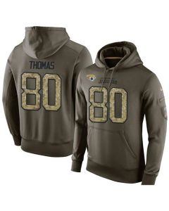 NFL Men's Jacksonville Jaguars #80 Julius Thomas Stitched Green Olive Salute To Service KO Performance Hoodie