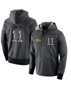 NFL Men's Kansas City Chiefs #11 Alex Smith Stitched Black Anthracite Salute to Service Player Performance Hoodie