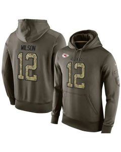 NFL Men's Kansas City Chiefs #12 Albert Wilson Stitched Green Olive Salute To Service KO Performance Hoodie