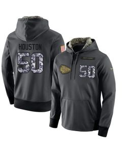 NFL Men's Kansas City Chiefs #50 Justin Houston Stitched Black Anthracite Salute to Service Player Performance Hoodie