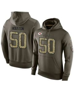 NFL Men's Kansas City Chiefs #50 Justin Houston Stitched Green Olive Salute To Service KO Performance Hoodie