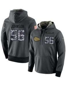 NFL Men's Kansas City Chiefs #56 Derrick Johnson Stitched Black Anthracite Salute to Service Player Performance Hoodie