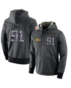 NFL Men's Kansas City Chiefs #91 Tamba Hali Stitched Black Anthracite Salute to Service Player Performance Hoodie
